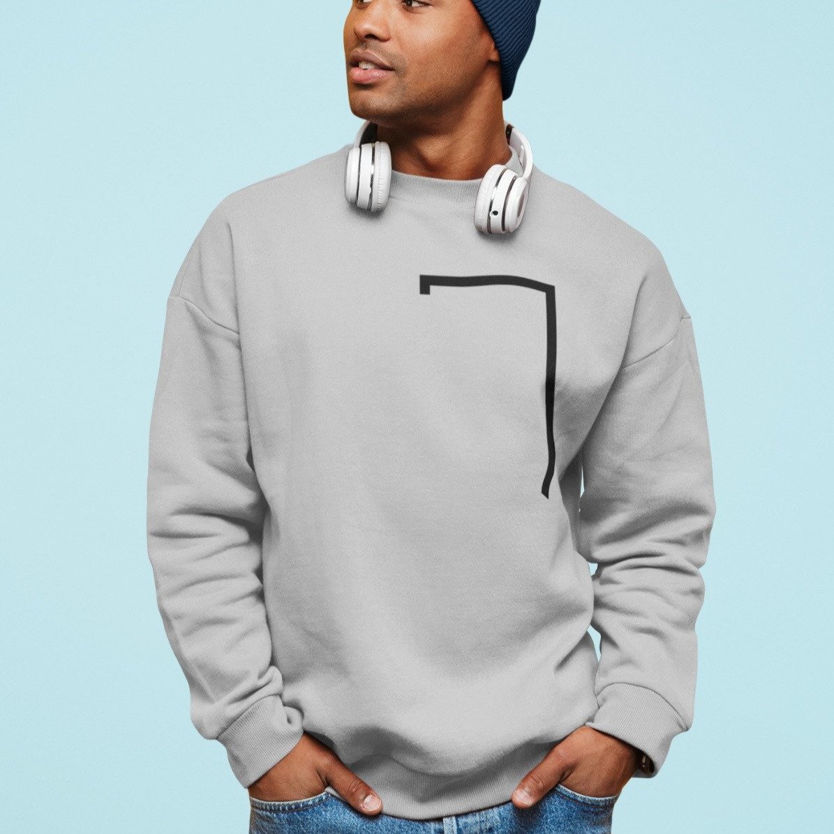 Men's Angled Logo Crewneck Sweatshirt featuring a loose fit and stylish angled logo design, made from a soft cotton-polyester blend.