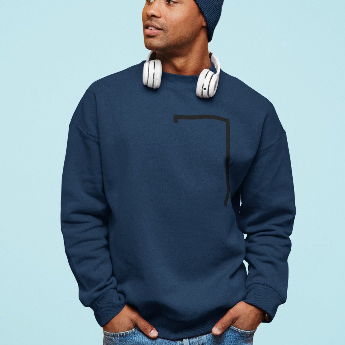 Men's Angled Logo Crewneck Sweatshirt featuring a loose fit and stylish angled logo design, made from a soft cotton-polyester blend.