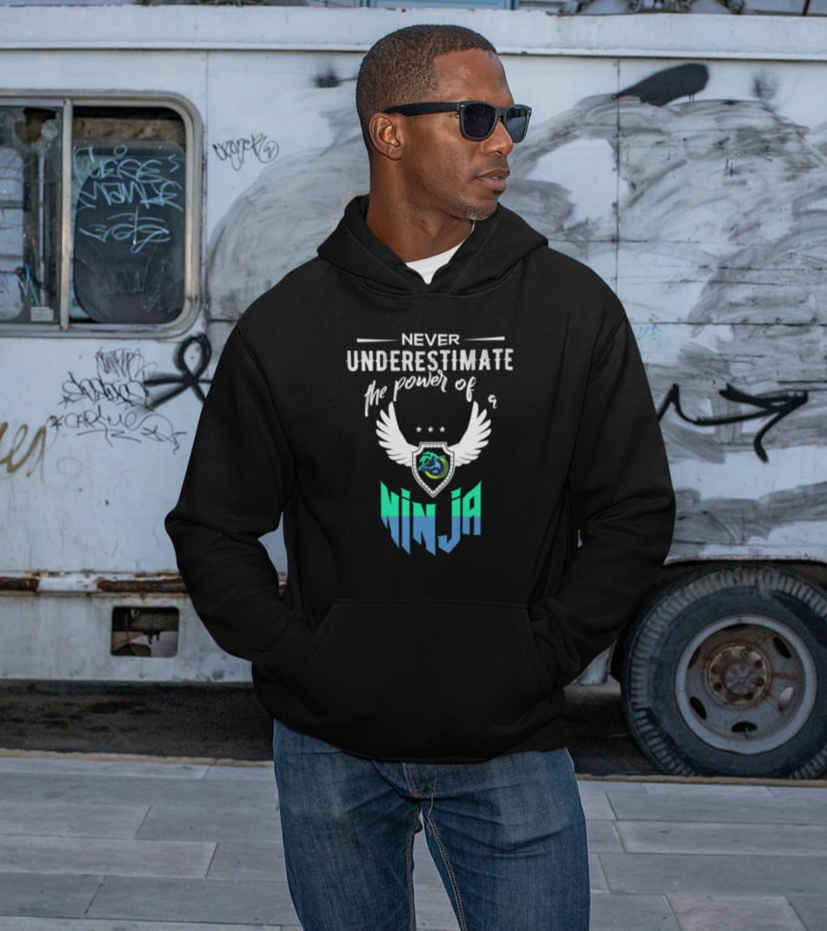 Mens Ninja Hoodie in black, featuring a stylish design and comfortable fit, perfect for casual wear.