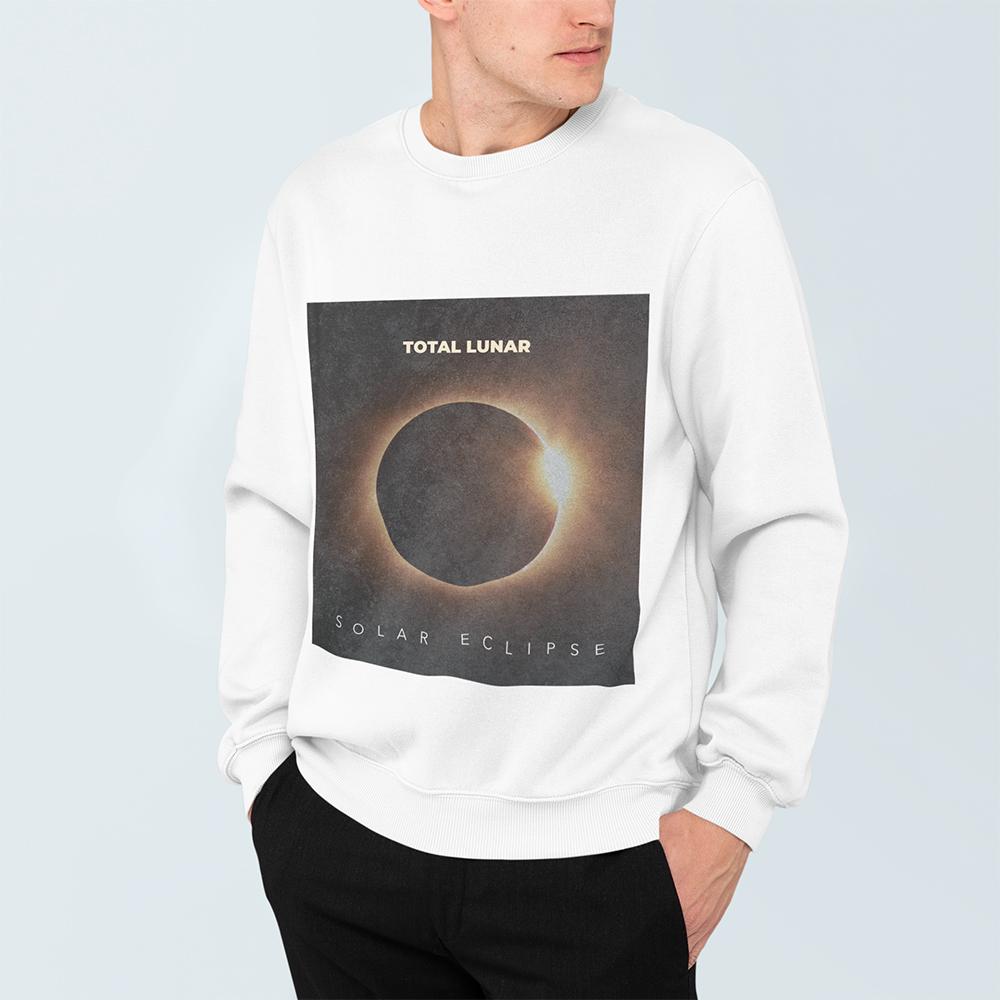 Mens Total Lunar Space Sweatshirt featuring a loose fit and ribbed collar, perfect for casual wear.