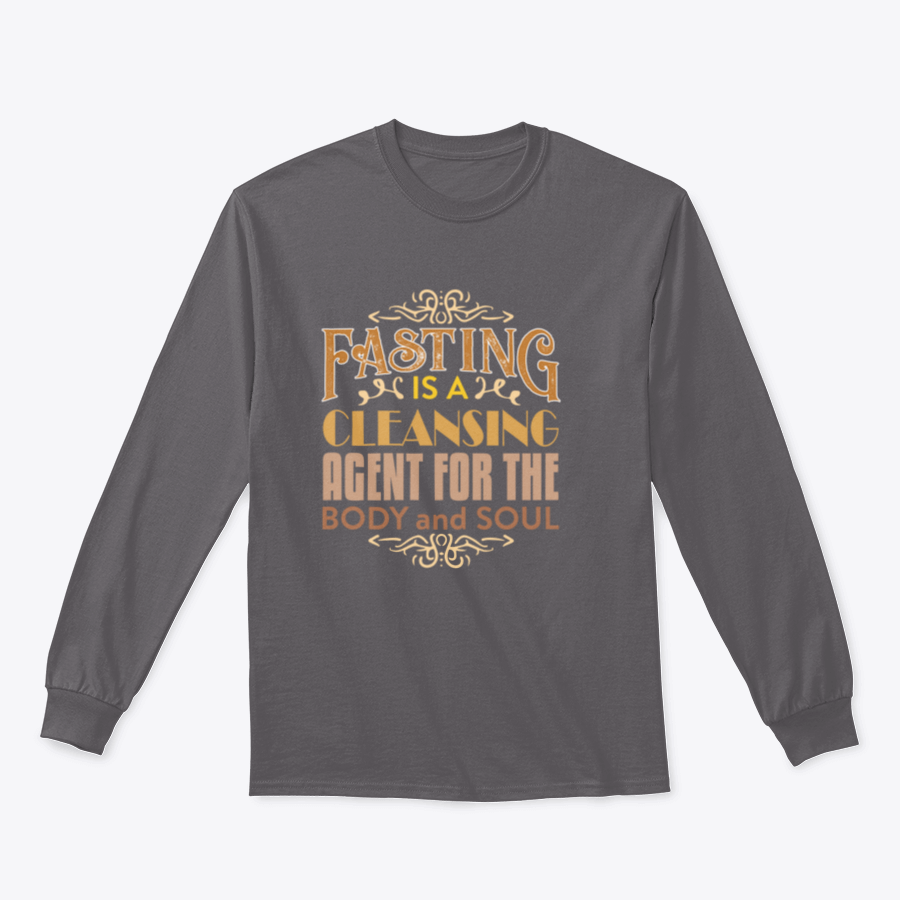 A comfortable Muslim Quote T-shirt featuring a saying about fasting, made from 100% cotton, displayed on a neutral background.