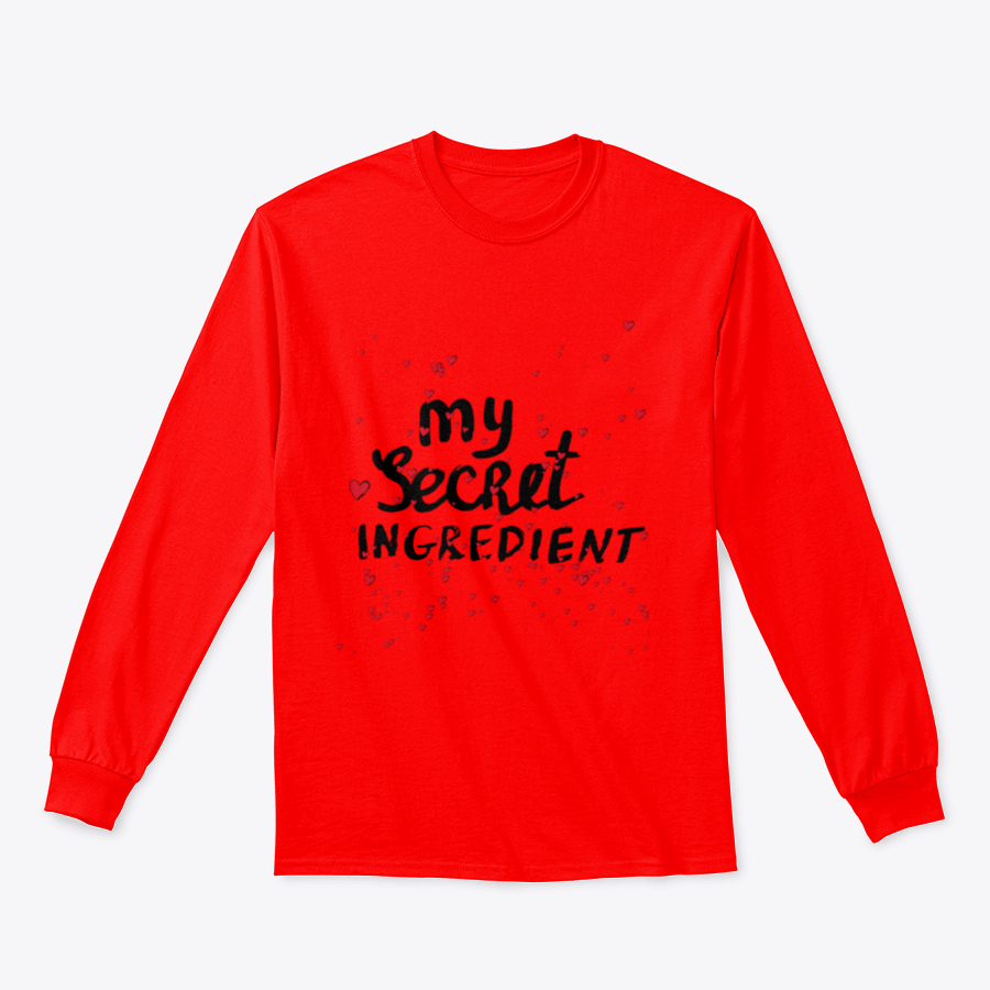 A stylish white shirt featuring hand lettering with red hearts, showcasing a charming and playful design.