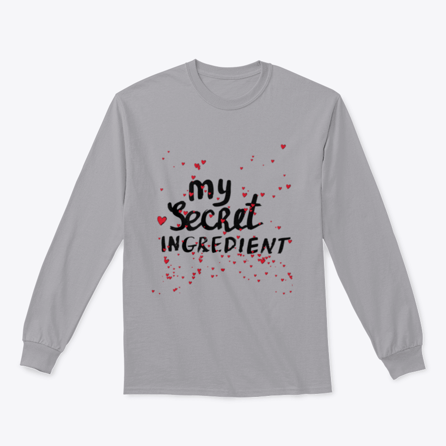 A stylish white shirt featuring hand lettering with red hearts, showcasing a charming and playful design.