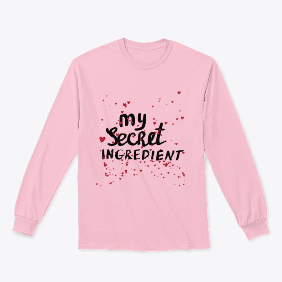 A stylish white shirt featuring hand lettering with red hearts, showcasing a charming and playful design.