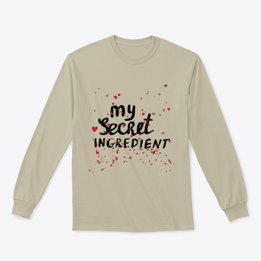 A stylish white shirt featuring hand lettering with red hearts, showcasing a charming and playful design.