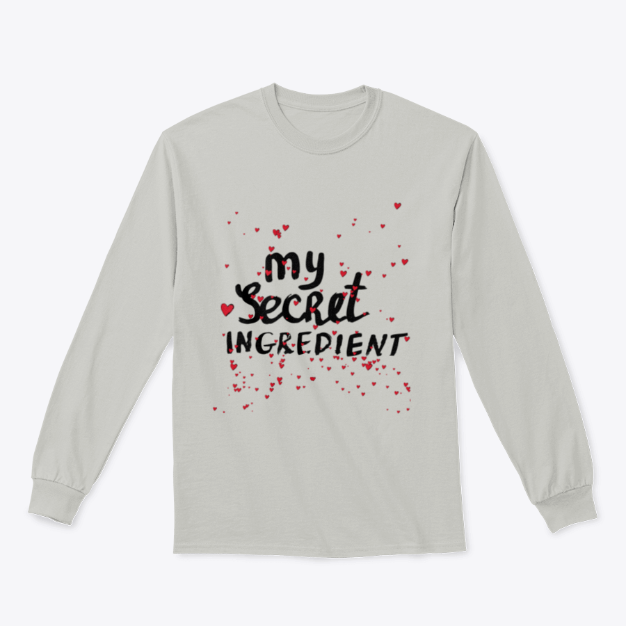 A stylish white shirt featuring hand lettering with red hearts, showcasing a charming and playful design.