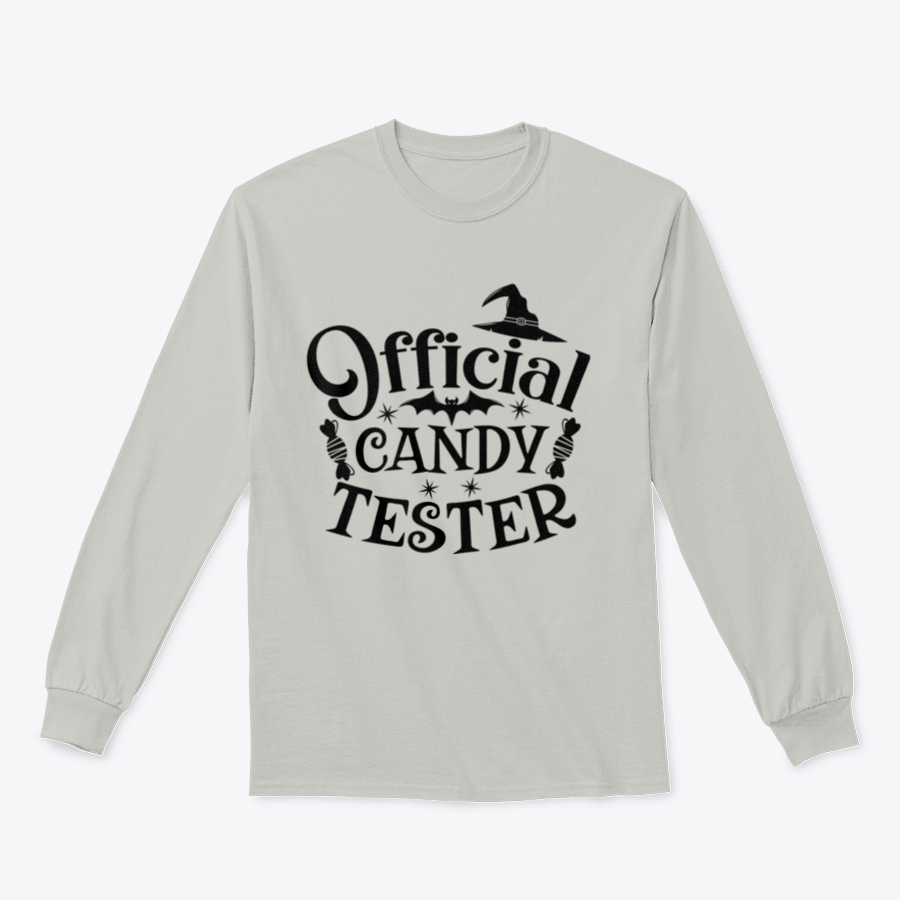 Official Candy Tester Vector Halloween Sweatshirt featuring a fun design, made from 100% cotton for comfort.