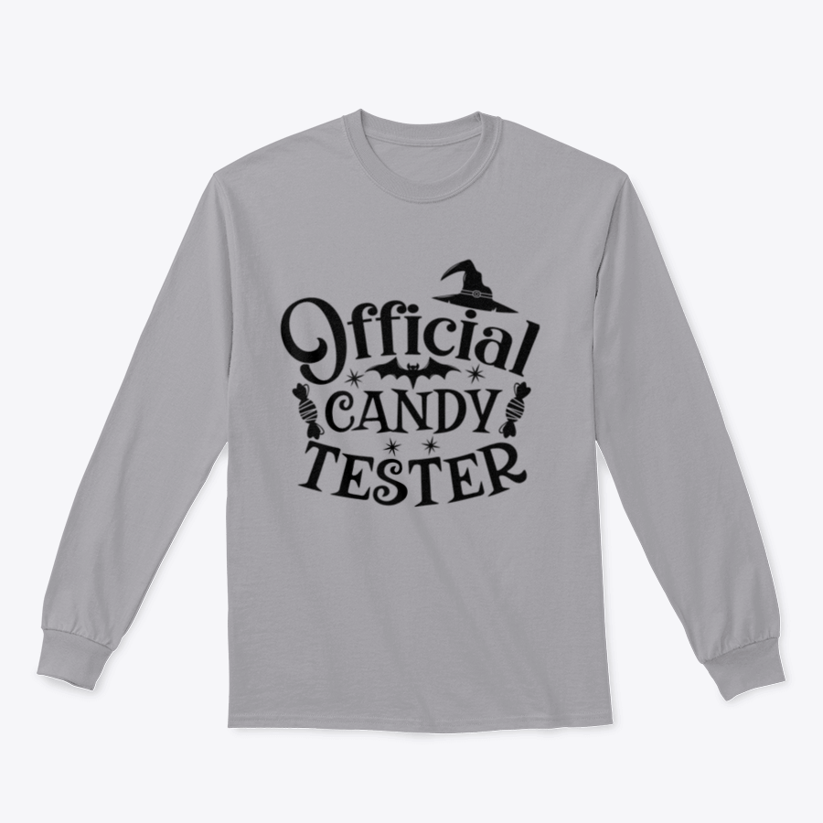 Official Candy Tester Vector Halloween Sweatshirt featuring a fun design, made from 100% cotton for comfort.