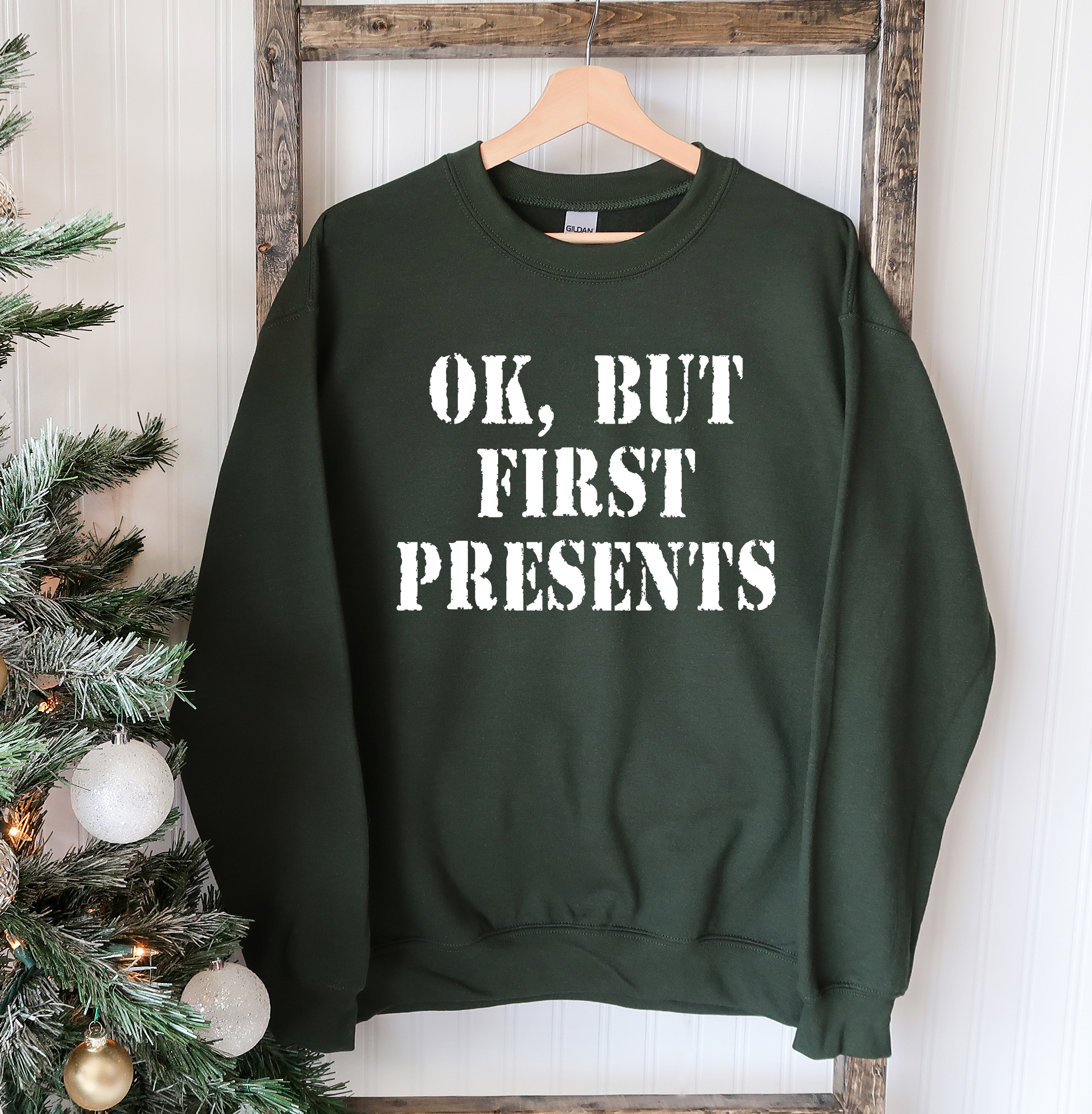 A cozy unisex Christmas sweatshirt featuring a crew neck, made from soft air-jet spun yarn, perfect for holiday celebrations.