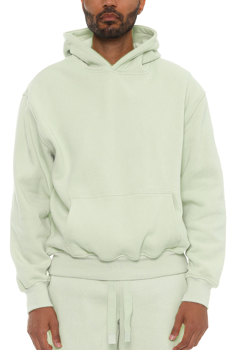 A stylish Premium Cotton Blend Hoodie in various colors, featuring a hood and front pocket, perfect for casual wear.