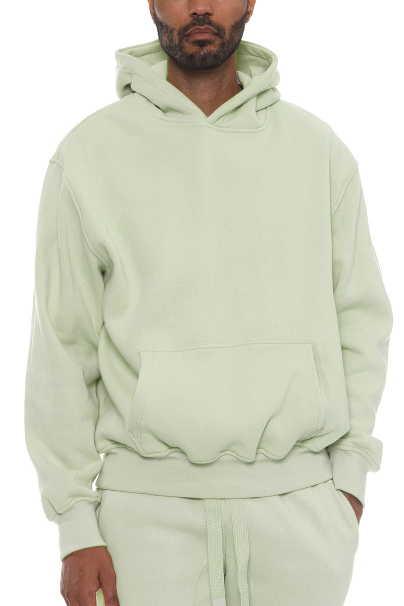 A stylish Premium Cotton Blend Hoodie in various colors, featuring a hood and front pocket, perfect for casual wear.