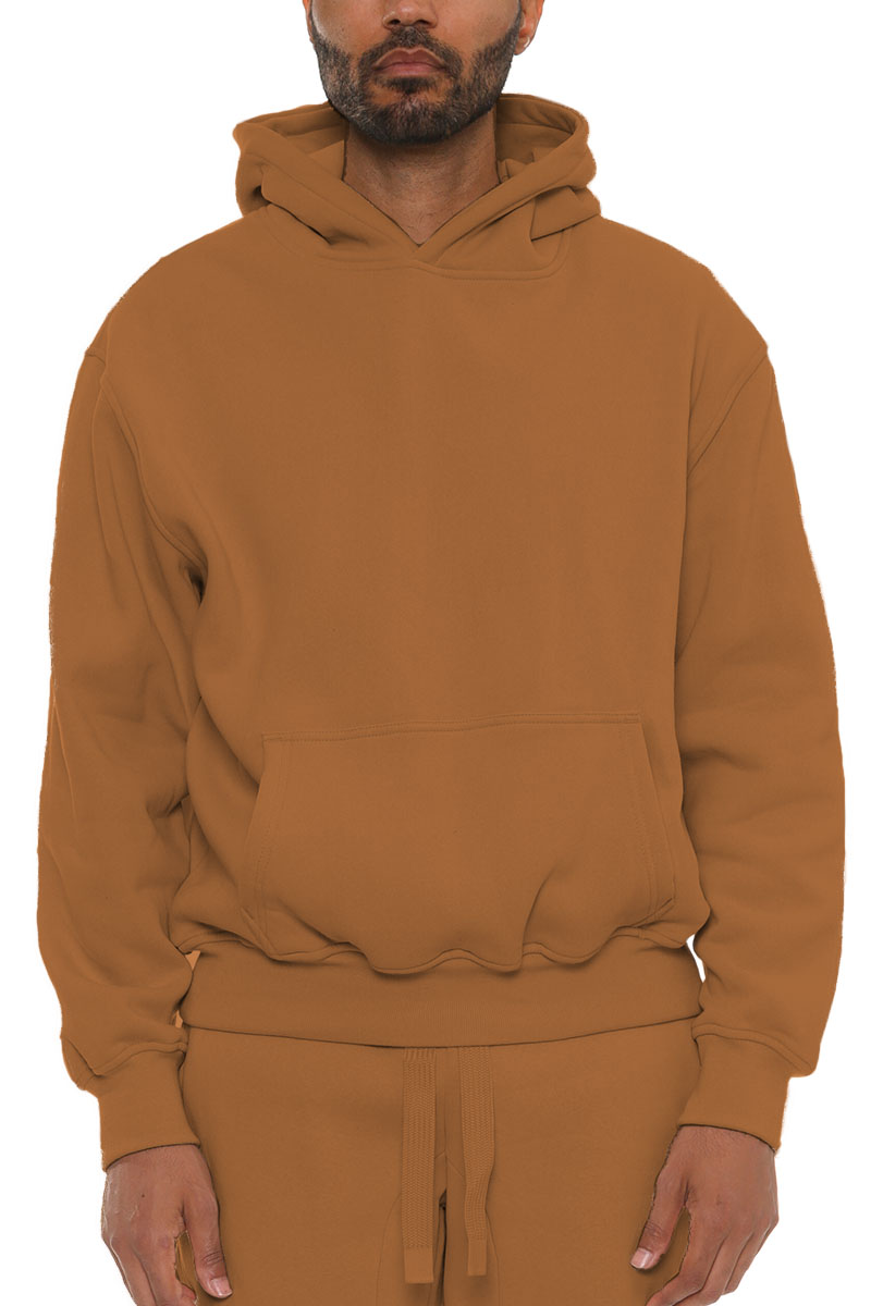 A stylish Premium Cotton Blend Hoodie in various colors, featuring a hood, standard pocket, and soft fabric blend.