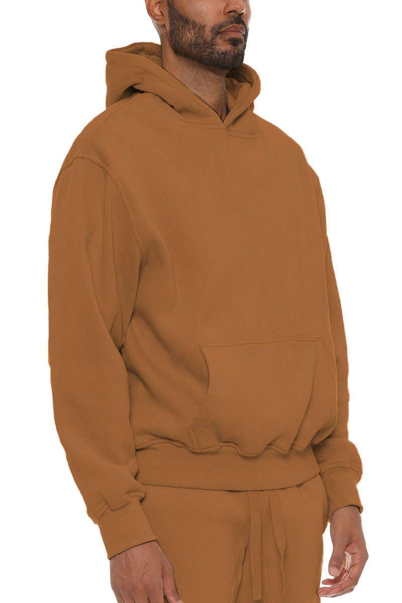 A stylish Premium Cotton Blend Hoodie in various colors, featuring a hood, standard pocket, and soft fabric blend.