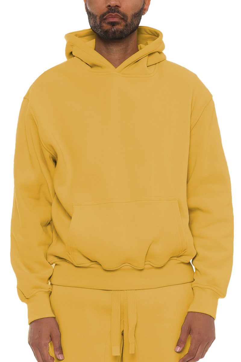 A stylish Premium Cotton Blend Hoodie in a cozy fit, showcasing its hood and standard pocket, perfect for casual wear.