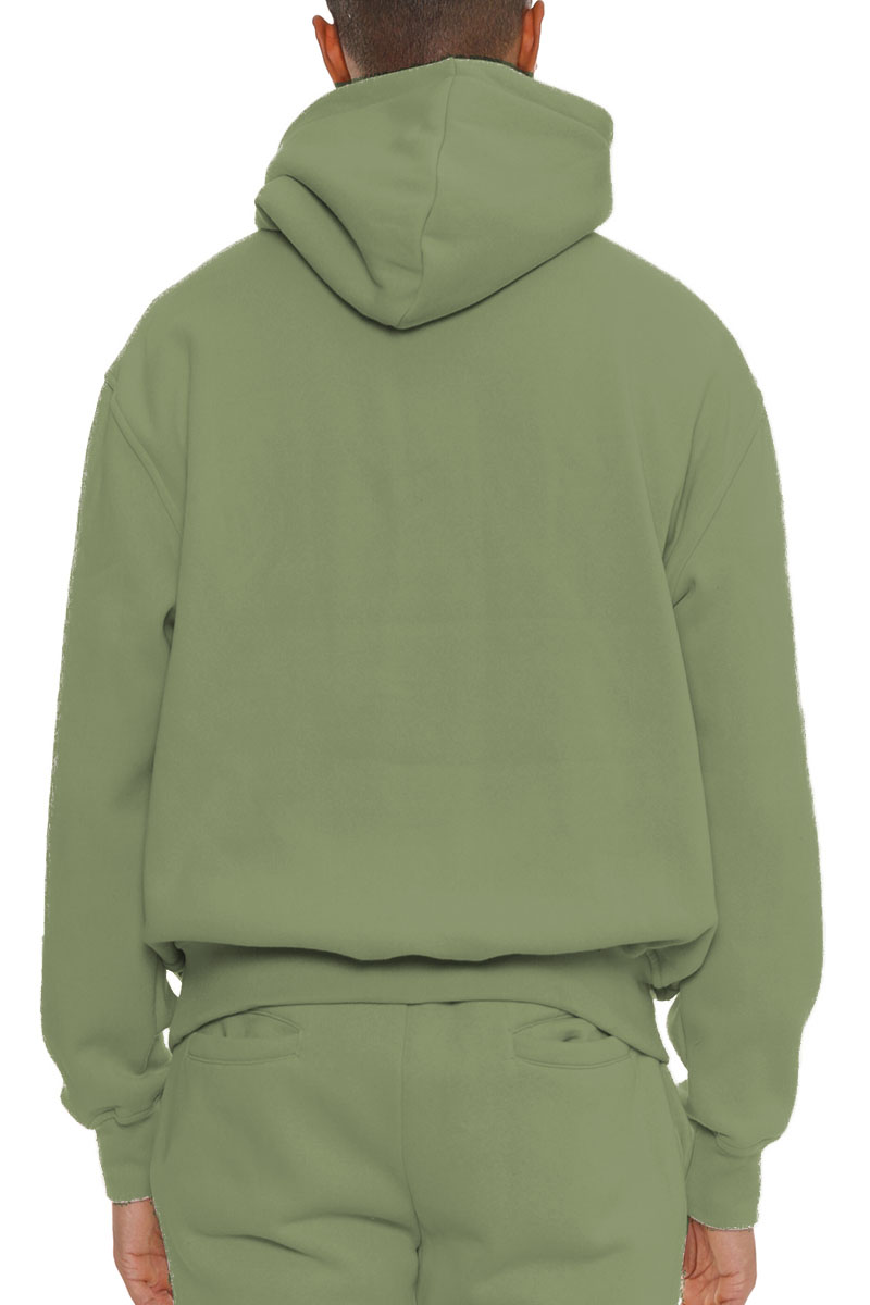 A stylish Premium Cotton Blend Hoodie in various colors, showcasing its hood and standard pocket design.