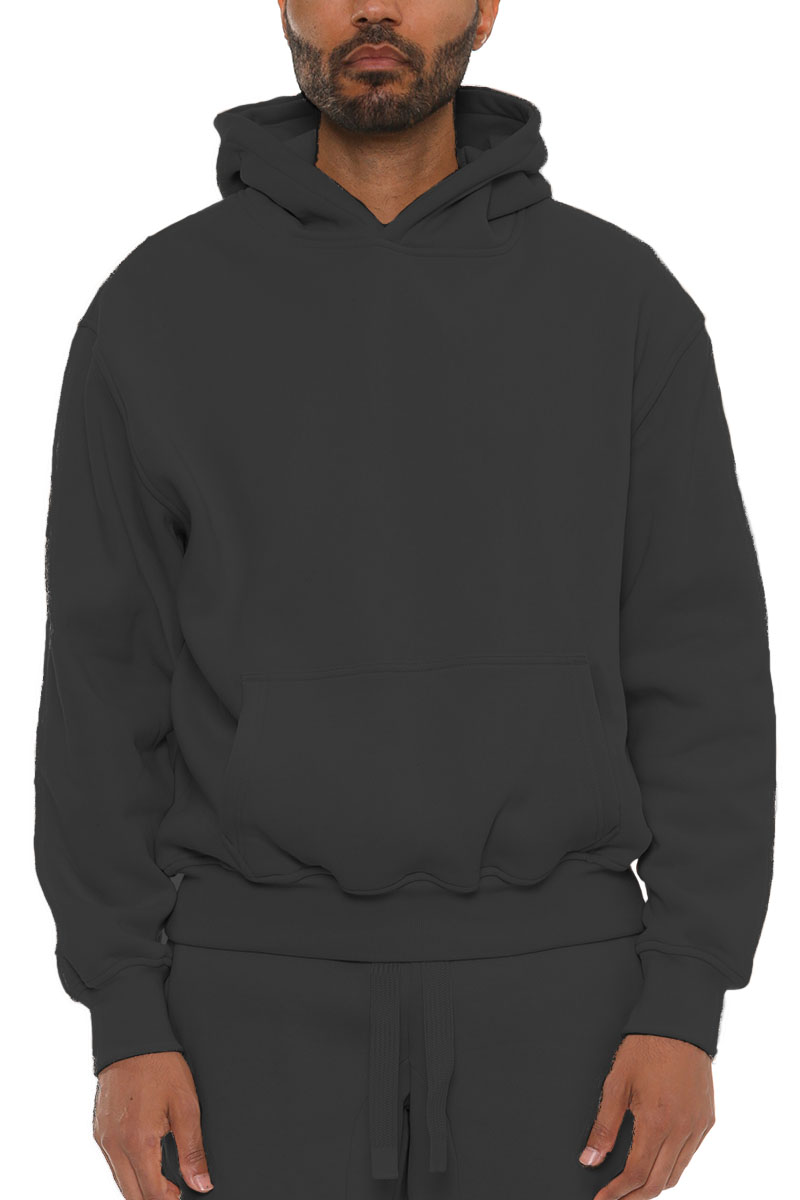 A stylish Premium Cotton Blend Hoodie in various colors, showcasing its hood, standard pocket, and soft fabric texture.