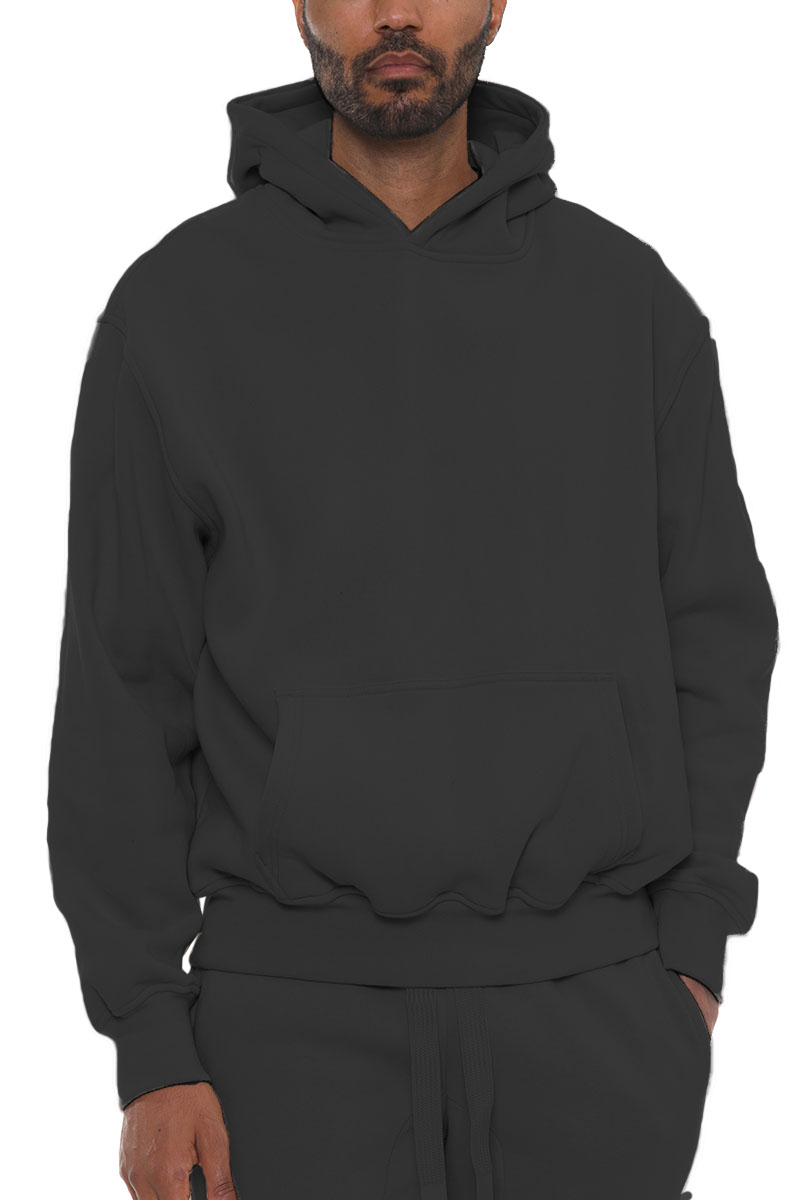 A stylish Premium Cotton Blend Hoodie in various colors, showcasing its hood, standard pocket, and soft fabric texture.