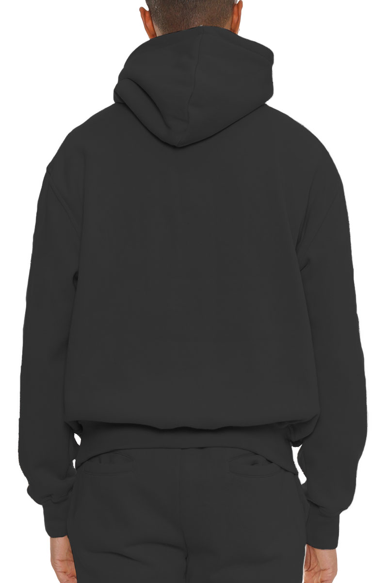 A stylish Premium Cotton Blend Hoodie in various colors, showcasing its hood, standard pocket, and soft fabric texture.