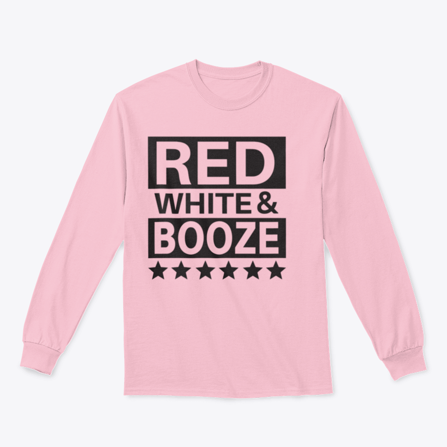 Red White And Booze sweatshirt featuring a patriotic design for Independence Day celebrations.