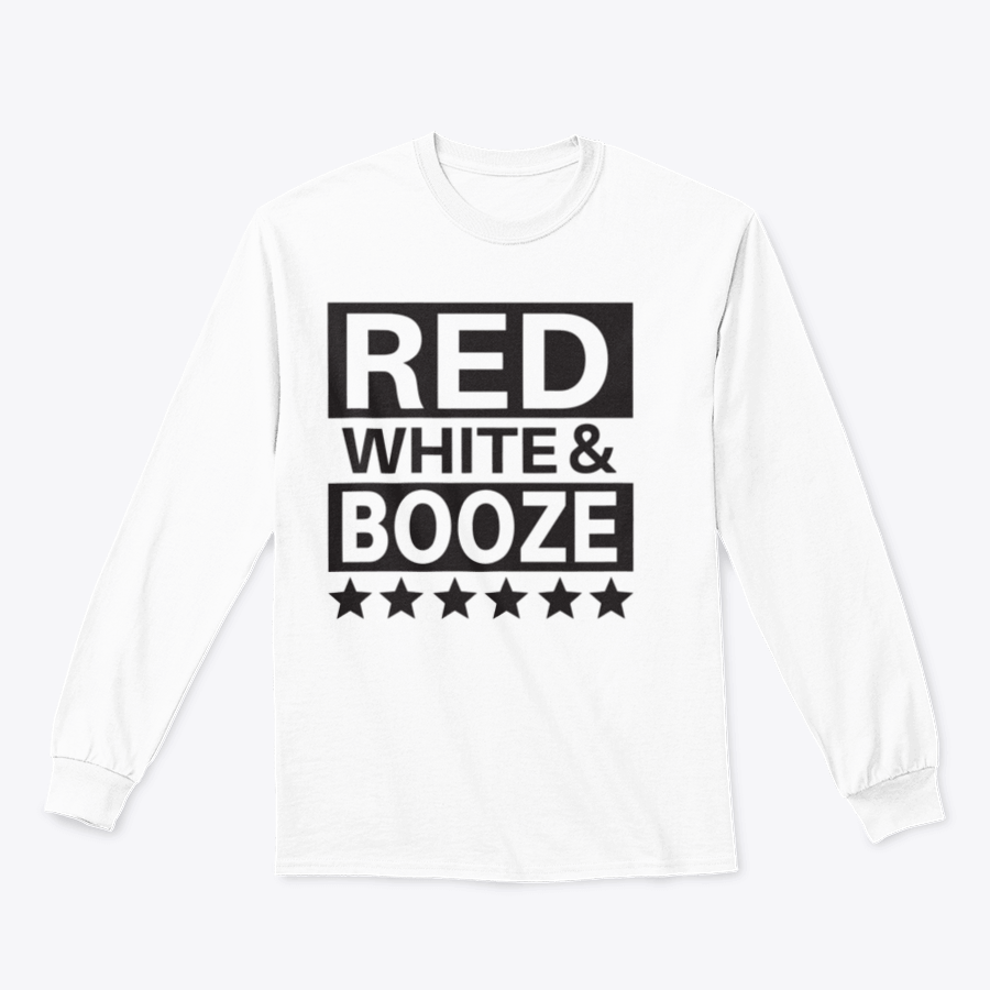 Red White And Booze sweatshirt featuring a patriotic design for Independence Day celebrations.