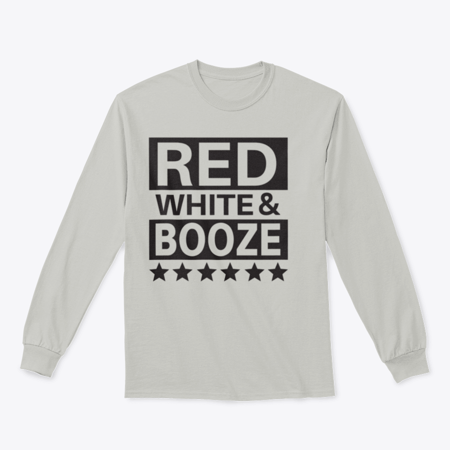 Red White And Booze sweatshirt featuring a patriotic design for Independence Day celebrations.