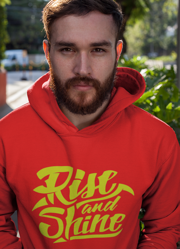 Rise & Shine Hoodie featuring a cozy fleece lining and adjustable hood, designed by top artists for a unique style.