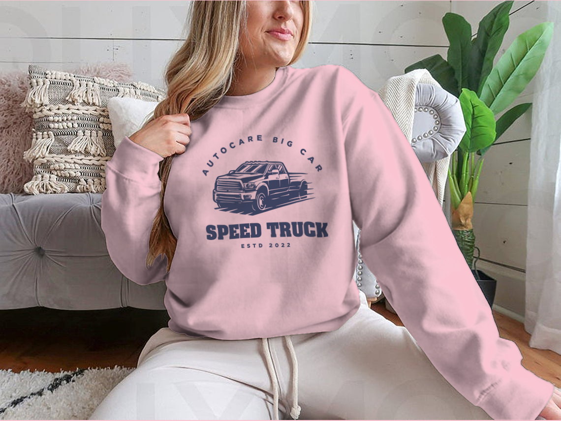 Speed Truck ESTD 2022 Logo Design sweatshirt in grey, showcasing a stylish logo and comfortable fit.