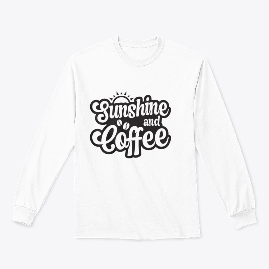 A vibrant T-shirt featuring a sunshine and coffee background design, symbolizing motivation and positivity.