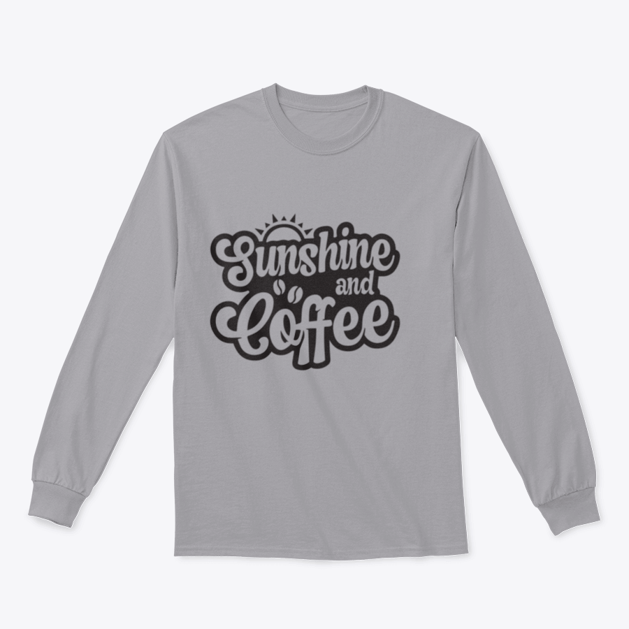 A vibrant T-shirt featuring a sunshine and coffee background design, symbolizing motivation and positivity.