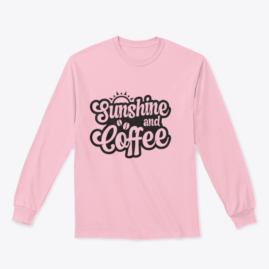 A vibrant T-shirt featuring a sunshine and coffee background design, symbolizing motivation and positivity.