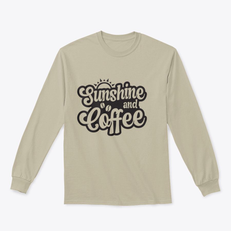 A vibrant T-shirt featuring a sunshine and coffee background design, symbolizing motivation and positivity.