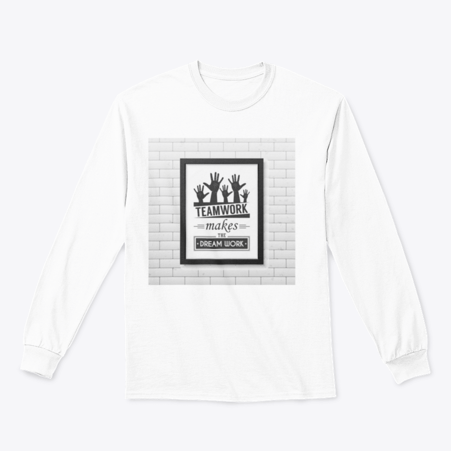 A stylish t-shirt featuring the motivational quote 'Teamwork Makes The Dream Work' in a classic fit, made from a comfortable cotton/polyester blend.