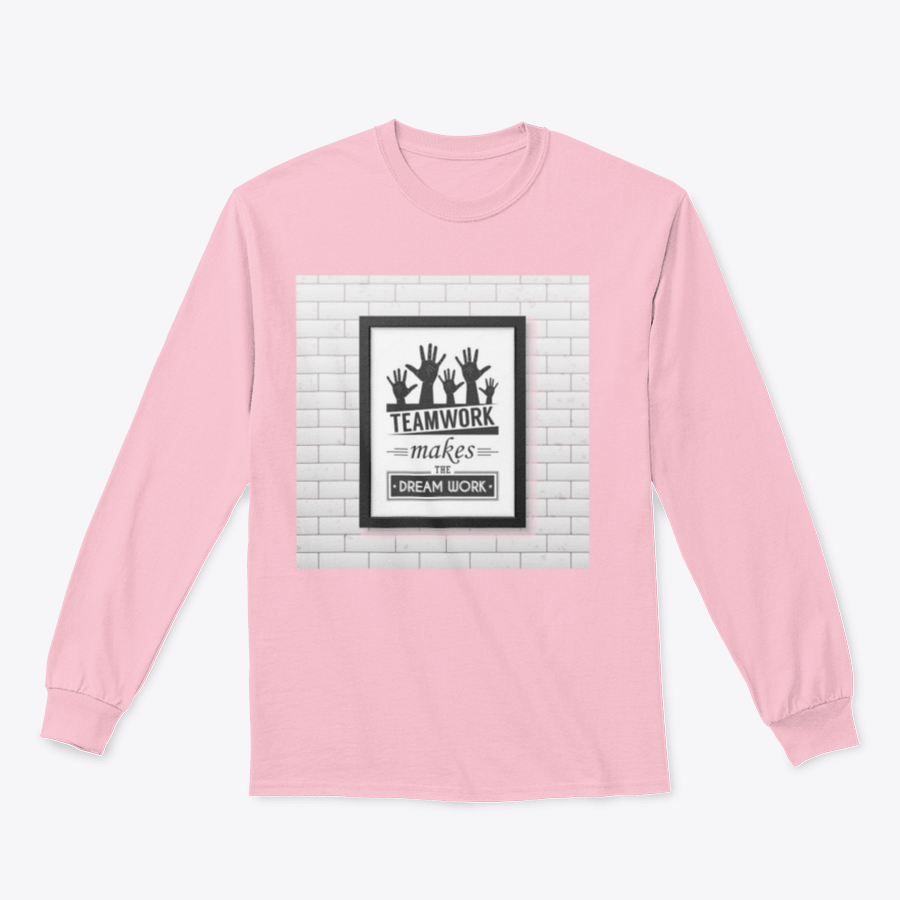 A stylish t-shirt featuring the motivational quote 'Teamwork Makes The Dream Work' in a classic fit, made from a comfortable cotton/polyester blend.