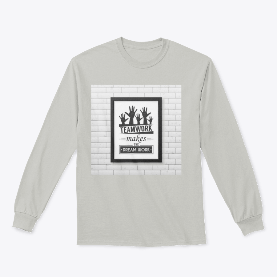 A stylish t-shirt featuring the motivational quote 'Teamwork Makes The Dream Work' in a classic fit, made from a comfortable cotton/polyester blend.