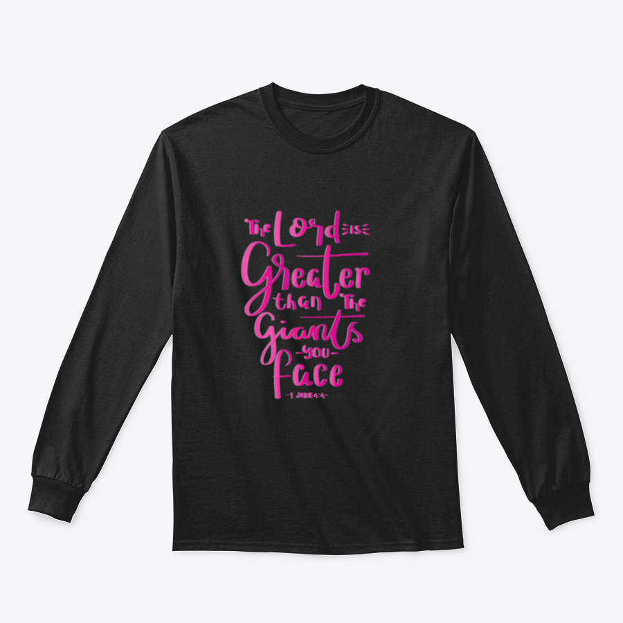 Black shirt with inspirational text.