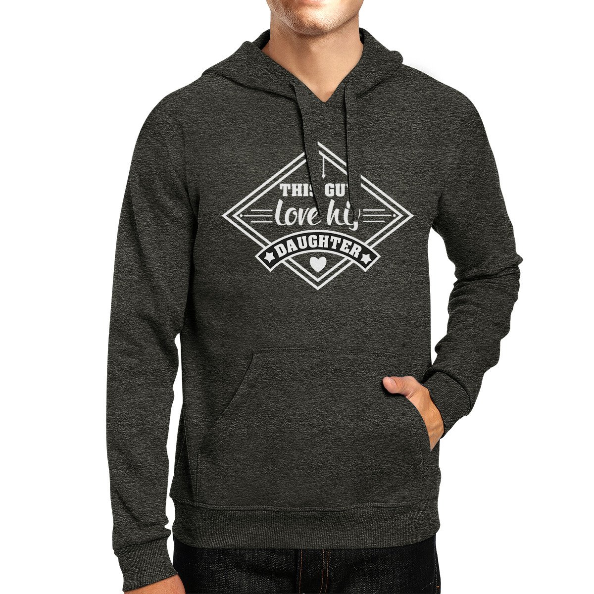 A cozy unisex hoodie featuring the phrase 'This Guy Loves His Daughter', perfect for Father's Day gifts.