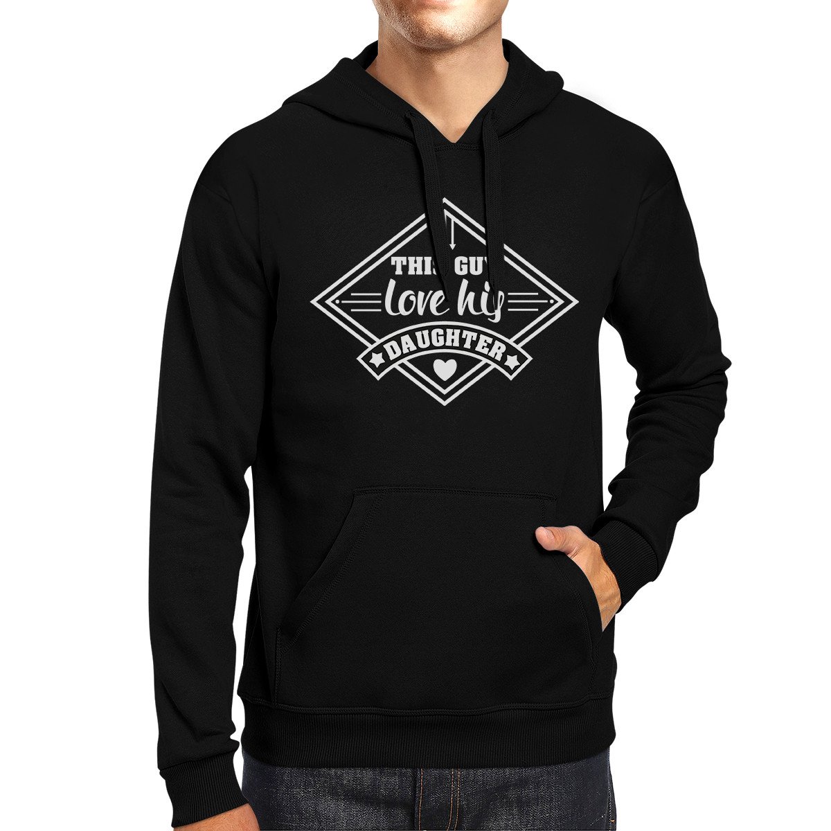 A cozy unisex hoodie featuring the phrase 'This Guy Loves His Daughter', perfect for new dads.