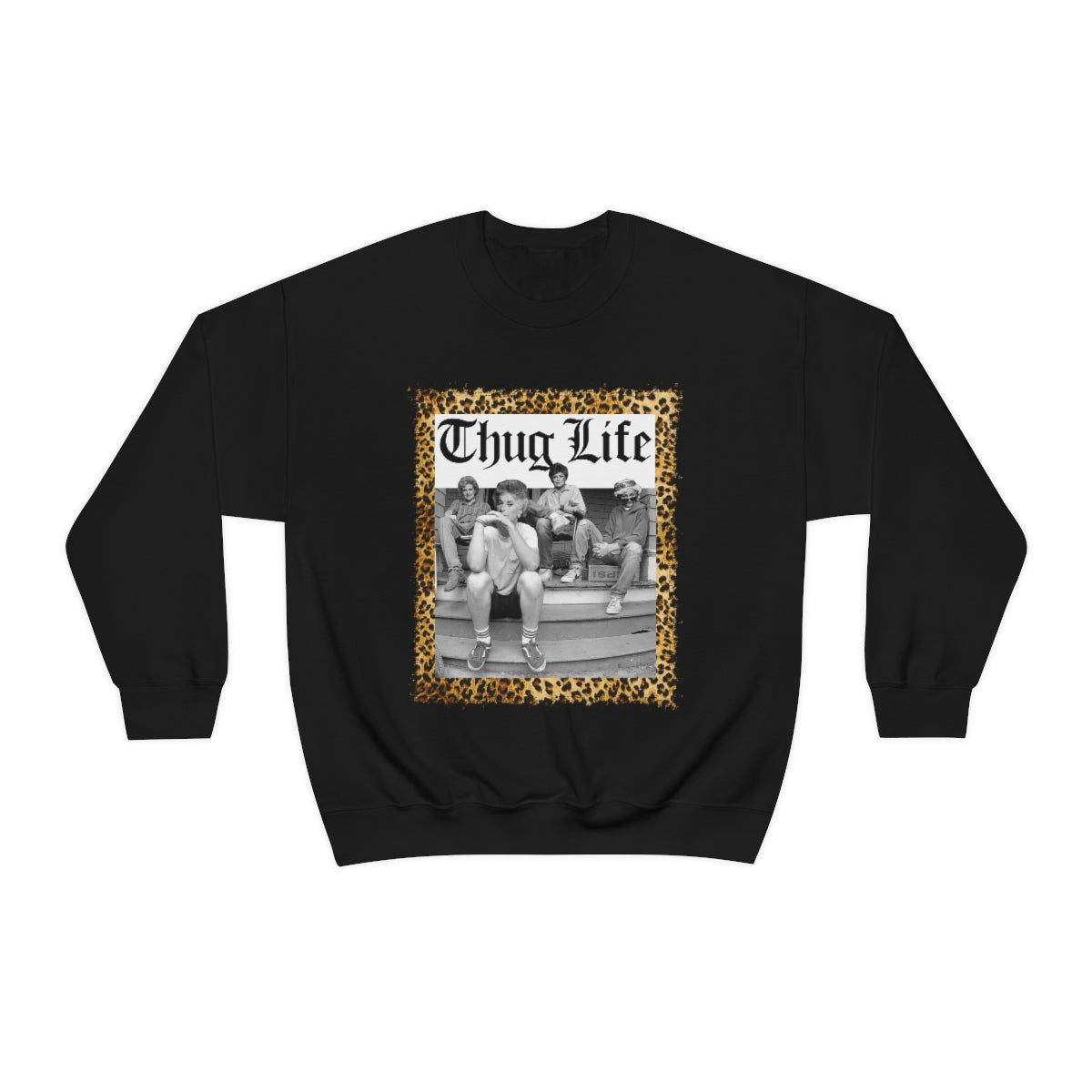 Thug Life Crewneck Sweatshirt featuring a bold graphic design, made from a soft cotton-polyester blend, ideal for casual wear.