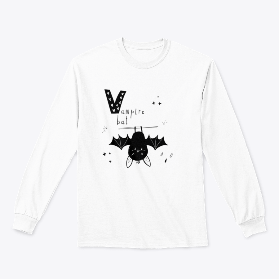 Vector hand-drawn illustration of a baby with a vampire bat and letter V, showcasing playful and whimsical design elements.