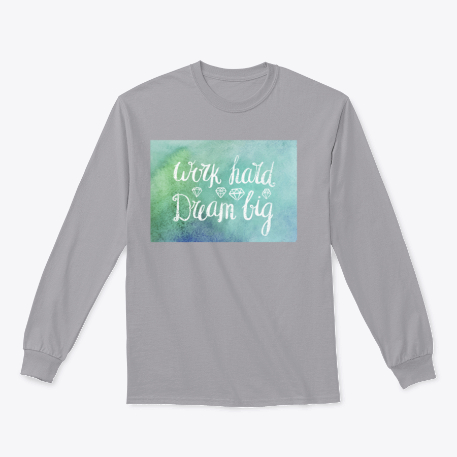 A cozy sweatshirt featuring the inspirational quote 'Work Hard Dream Big', made from a soft cotton/polyester blend, perfect for casual wear.