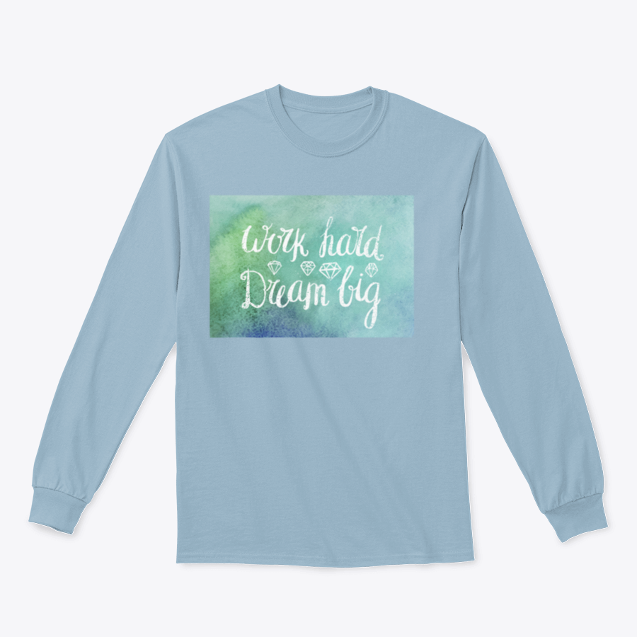 A cozy sweatshirt featuring the inspirational quote 'Work Hard Dream Big', made from a soft cotton/polyester blend, perfect for casual wear.