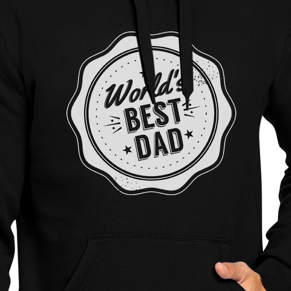 A stylish unisex black hoodie with the text 'World's Best Dad' printed on it, perfect for Father's Day gifts.