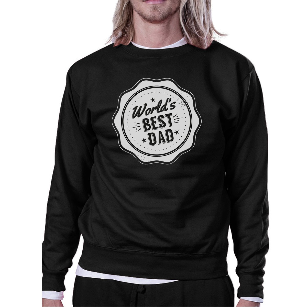 A stylish unisex black sweatshirt with 'World's Best Dad' printed on it, perfect for Father's Day gifts.