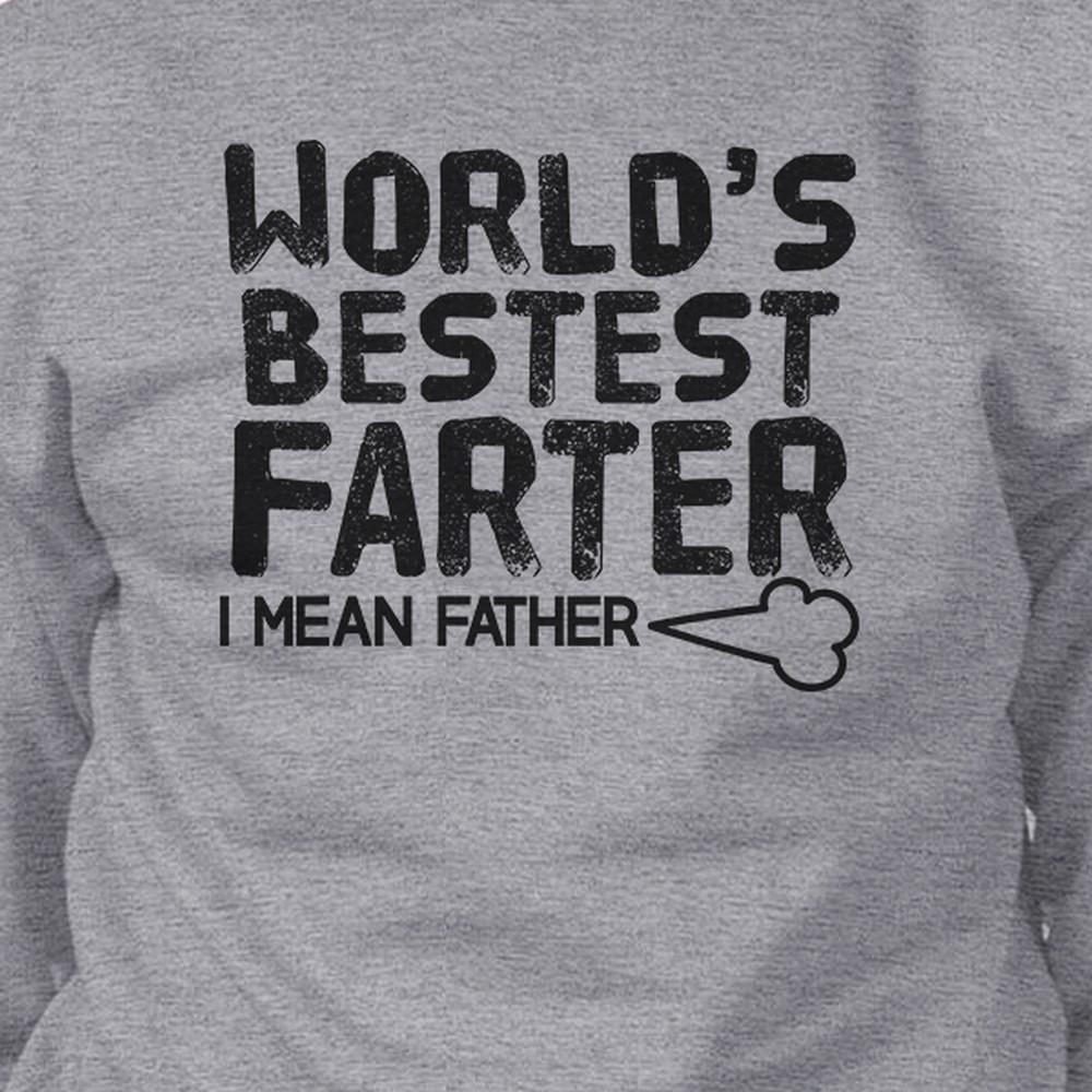 World's Bestest Farter Unisex Grey Pullover featuring a humorous design, perfect for Father's Day gifts.