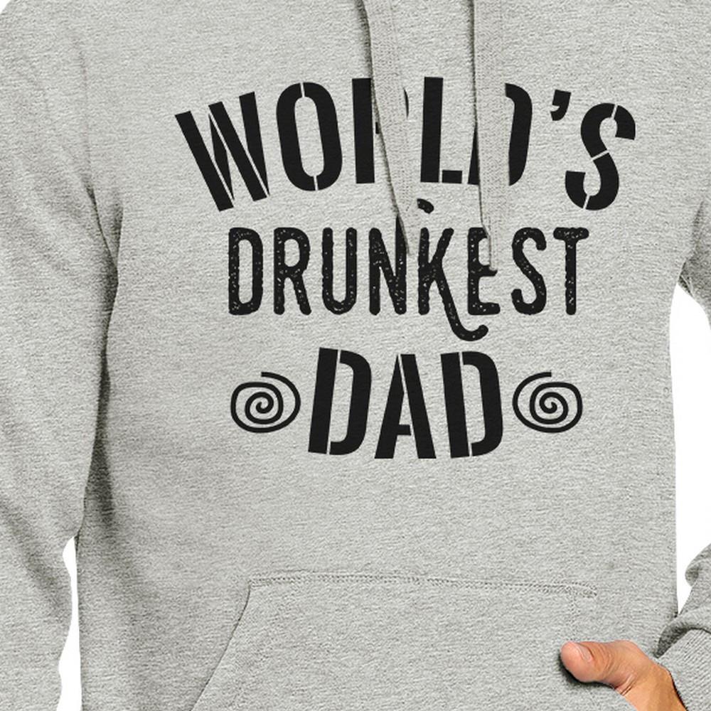 A grey unisex hoodie featuring the humorous text 'World's Drunkest Dad', perfect for Father's Day gifts.