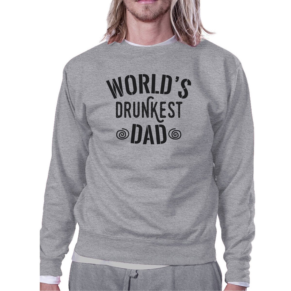 A grey unisex sweatshirt featuring the text 'World's Drunkest Dad', perfect for Father's Day gifts.