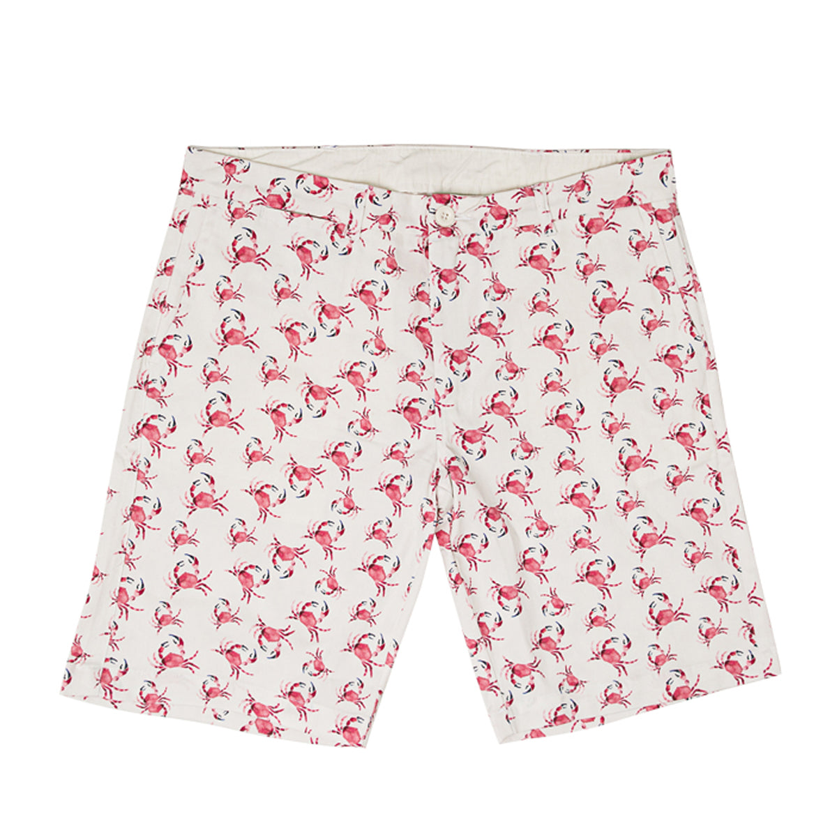 Anemoss Marine Collection Crab Herren Shorts in weiß und rosa mit maritimem Krabbenmuster, ideal für den Sommer.