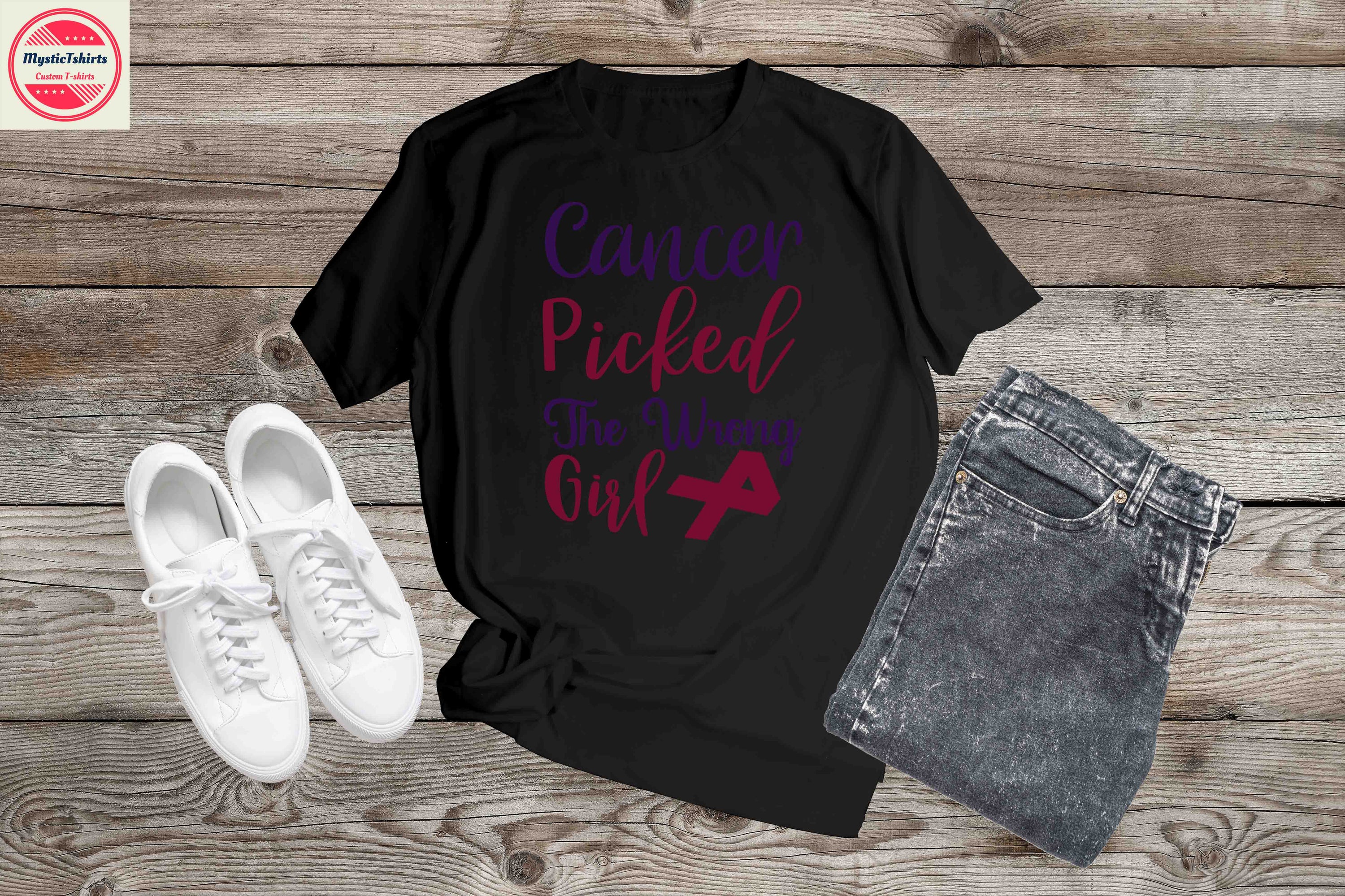 Custom made Cancer Awareness shirt featuring bold text and vibrant colors, symbolizing support for cancer fighters.