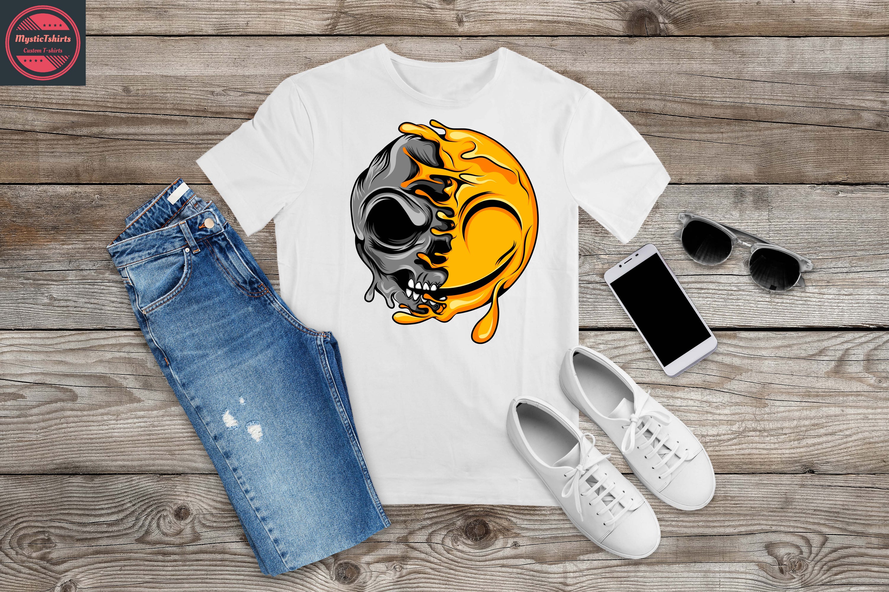 A vibrant CRAZY FACE personalized T-Shirt featuring custom text, showcasing high-quality fabric and printing.