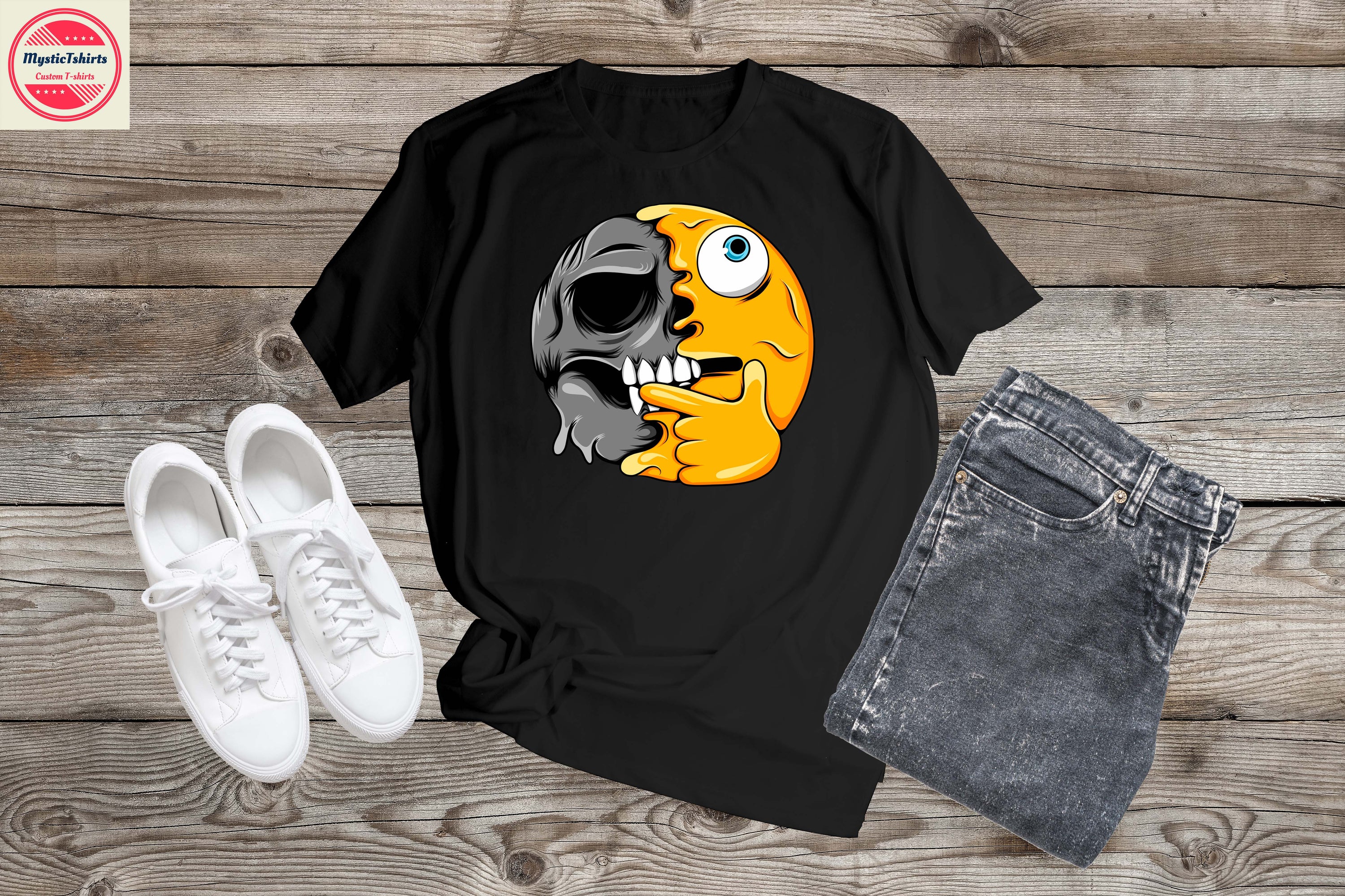 A vibrant personalized T-shirt featuring a CRAZY FACE design with custom text, showcasing high-quality fabric and eco-friendly printing.